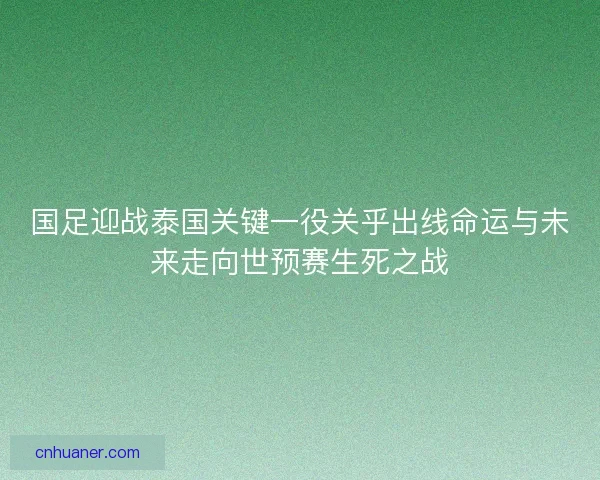 国足迎战泰国关键一役关乎出线命运与未来走向世预赛生死之战